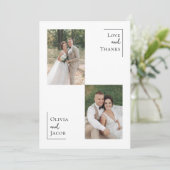 Minimalistisch 3 fotohuwelijk bedankkaart (Staand voorkant)