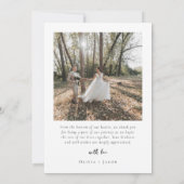 Minimalistisch 3 fotohuwelijk bedankkaart (Achterkant)