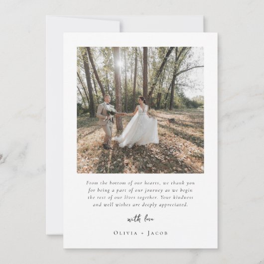 Minimalistisch 3 fotohuwelijk bedankkaart (Achterkant)