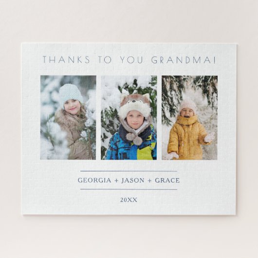 Minimalistisch 3 Foto's Collage Keepslag voor Fami Legpuzzel (Horizontaal)