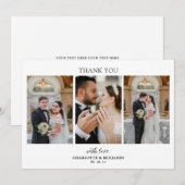Minimalistisch 3-fotoscript bruiloft Hartelijk dan Bedankkaart (Voorkant / Achterkant)