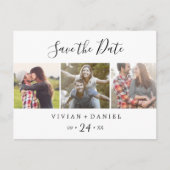 Minimalistisch 3 Fotosjabloon Opslaan datum Uitnodiging Briefkaart (Voorkant)