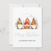 Minimalistisch 3 winter kleurrijke kerst kabouters feestdagenkaart (Voorkant)