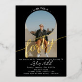 Minimalistisch 40ste verjaardagsfeest goud folie uitnodiging (Voorkant)