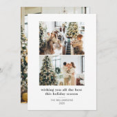 Minimalistisch 4 Foto Collage Modern Typografie Feestdagenkaart (Voorkant / Achterkant)