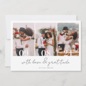 Minimalistisch 4 foto kalligrafie bruiloft bedankkaart (Voorkant)