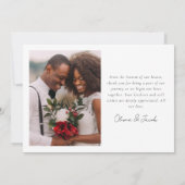 Minimalistisch 4 foto kalligrafie bruiloft bedankkaart (Achterkant)