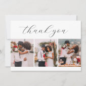 Minimalistisch 4 foto kalligrafie bruiloft bedankkaart (Voorkant)
