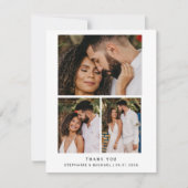 Minimalistisch 4 foto Modern Script bruiloft Bedankkaart (Voorkant)