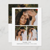 Minimalistisch 4 foto Modern Script bruiloft Bedankkaart (Voorkant / Achterkant)