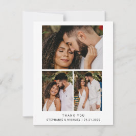 Minimalistisch 4 foto Modern Script bruiloft Bedankkaart