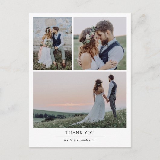 Minimalistisch 4 Fotobruiloft Hartelijk dank Briefkaart (Voorkant)