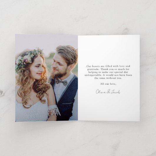 Minimalistisch 4 Fotobruiloft Hartelijk dank Folie Wenskaart (Binnenlaag)