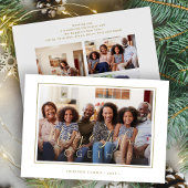 Minimalistisch 4 fotocollage gouden script kerst feestdagenkaart