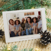 Minimalistisch 4 fotocollage gouden script kerst feestdagenkaart