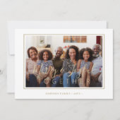 Minimalistisch 4 fotocollage gouden script kerst feestdagenkaart (Voorkant)