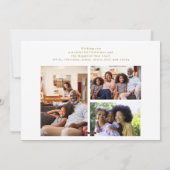 Minimalistisch 4 fotocollage gouden script kerst feestdagenkaart (Achterkant)