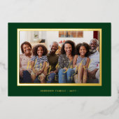 Minimalistisch 4 fotocollage gouden script kerst folie feestdagenkaart (Voorkant)