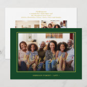 Minimalistisch 4 fotocollage groen goud Kerstmis Feestdagenkaart (Voorkant / Achterkant)