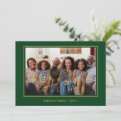 Minimalistisch 4 fotocollage groen goud Kerstmis Feestdagenkaart (Staand voorkant)
