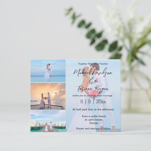 minimalistisch 4 foto's collage bruiloft (Staand voorkant)