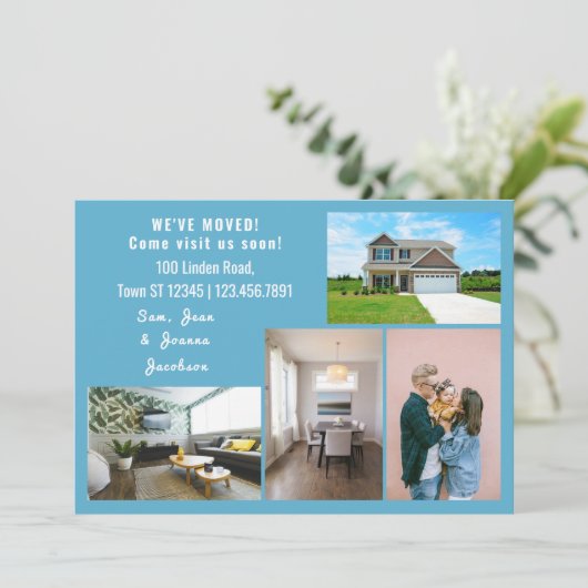 Minimalistisch 4 foto's die we hebben verplaatst aankondiging (Staand voorkant)