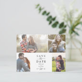 Minimalistisch 4 Fotosjabloon Opslaan datum Uitnodiging Briefkaart (Staand voorkant)