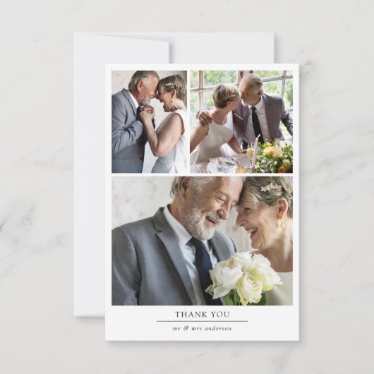 Minimalistisch 4-fotoweddenschap bedankkaart (Voorkant)