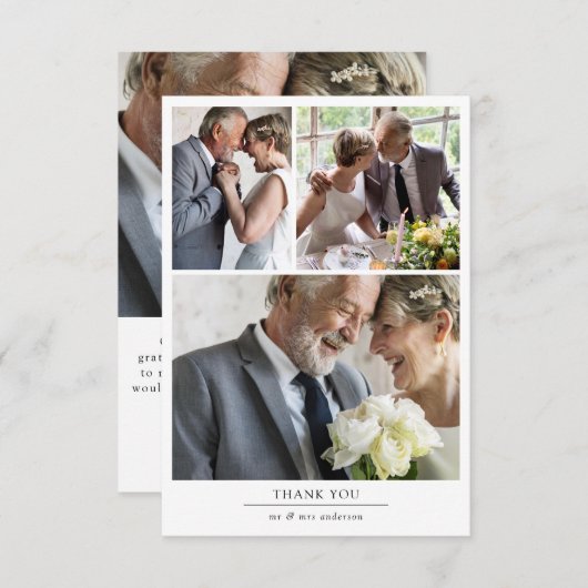 Minimalistisch 4-fotoweddenschap bedankkaart (Voorkant / Achterkant)