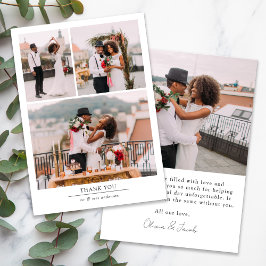 Minimalistisch 4-fotoweddenschap bedankkaart