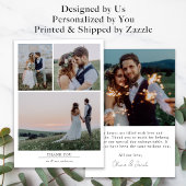 Minimalistisch 4-fotoweddenschap bedankkaart