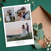 Minimalistisch 4-fotoweddenschap bedankkaart