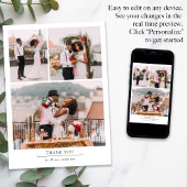 Minimalistisch 4-fotoweddenschap bedankkaart