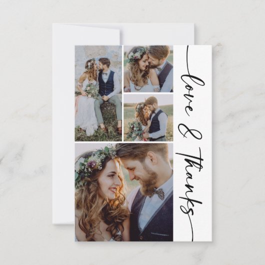 Minimalistisch 4-fotoweddenschap bedankkaart (Voorkant)