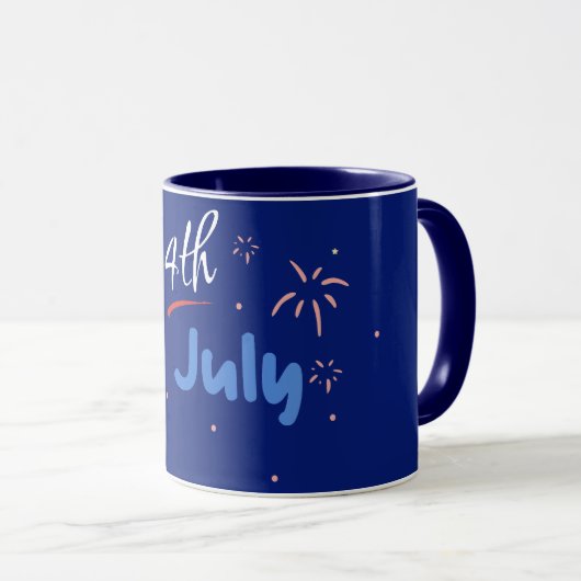 Minimalistisch "4 juli" met Firecracker Bursts Mok (Voorkant rechts)