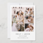 Minimalistisch 5-foto White Wedding Elegant Kaart (Voorkant)