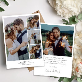 Minimalistisch 5-fotoweddenschap bedankkaart