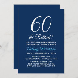 Minimalistisch 60 en in ruste marineblauw pensioen kaart