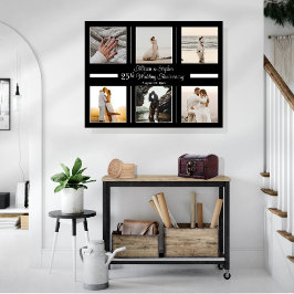 Minimalistisch 6 Foto 25th Wedding Jubileum Canvas Afdruk