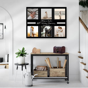 Minimalistisch 6 Foto 40th Wedding Jubileum Canvas Afdruk