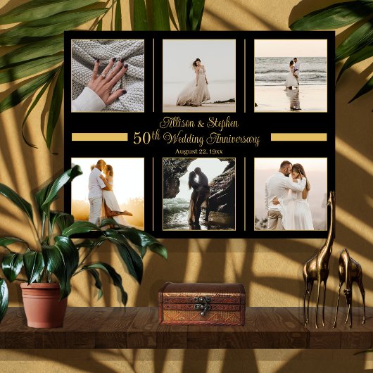 Minimalistisch 6 Foto 50th Wedding Jubileum Canvas Afdruk