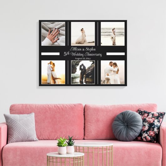Minimalistisch 6 Foto 5th Wedding Jubileum Canvas Afdruk (Insitu (Woonkamer))