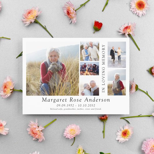 Minimalistisch 6 Foto Bereavement Funeral Bedankkaart