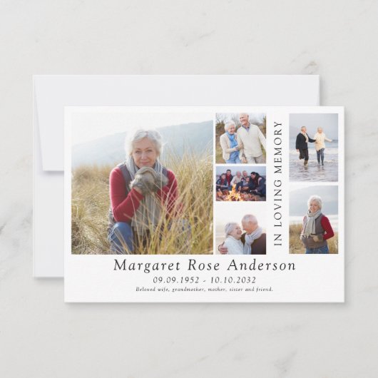 Minimalistisch 6 Foto Bereavement Funeral Bedankkaart (Voorkant)