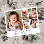 Minimalistisch 6 Foto Hallo Baby geboorteaankondig