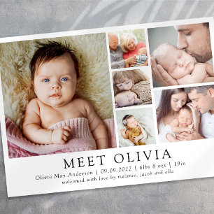 Minimalistisch 6 Foto Hallo Baby geboorteaankondig Aankondiging