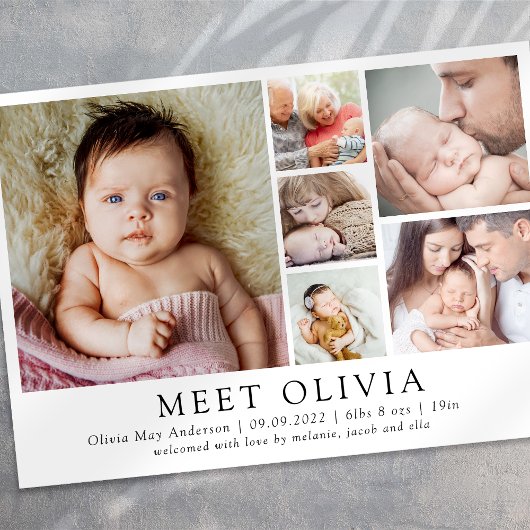 Minimalistisch 6 Foto Hallo Baby geboorteaankondig Aankondiging