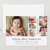 Minimalistisch 6 Foto Hallo Baby geboorteaankondig Kaart (Voorkant / Achterkant)