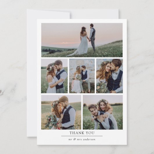 Minimalistisch 6 Fotohuwelijk Bedankkaart (Voorkant)