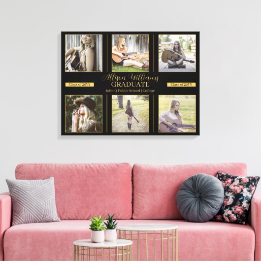 Minimalistisch 6-fotoklasse van 2023 Afstuderen Canvas Afdruk (Insitu (Woonkamer))